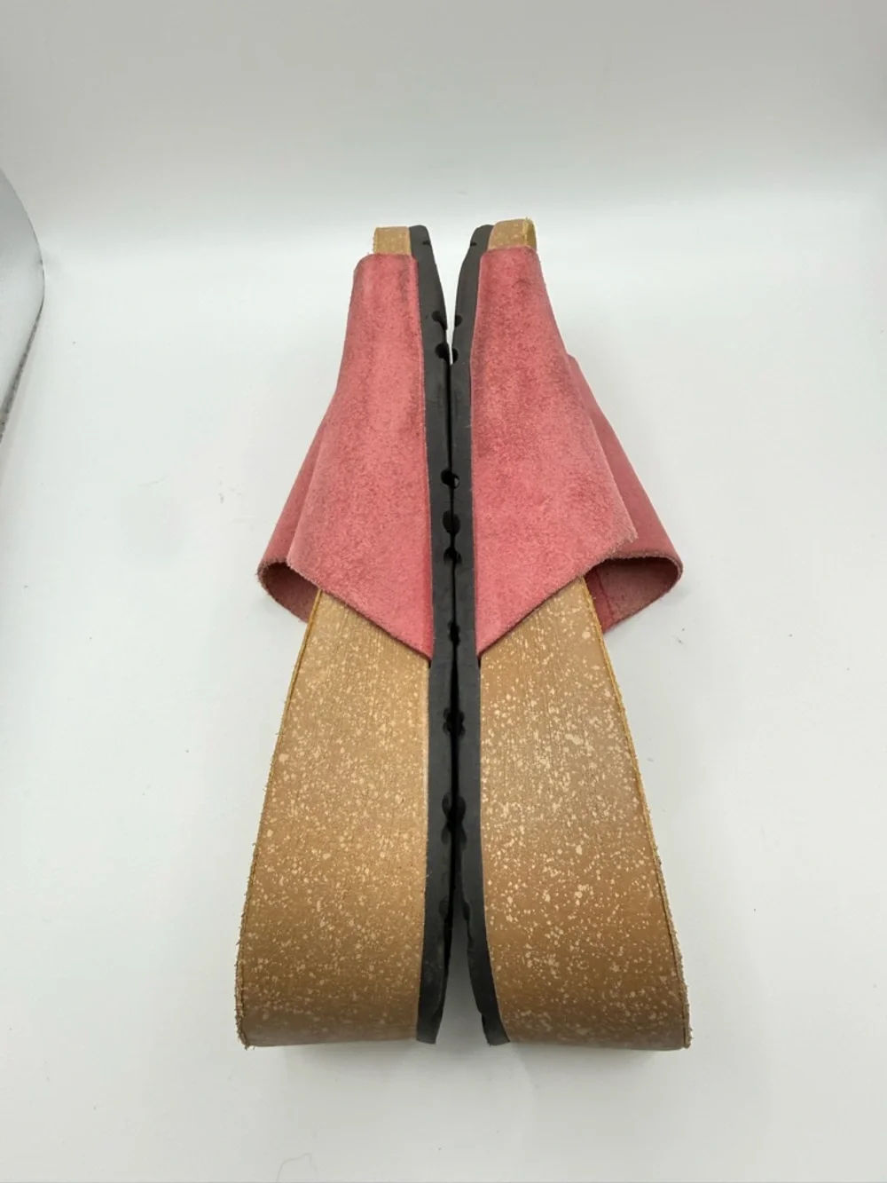 A. Giannetti Rose Pink Suede‎ Slide Wedge Sandals Women’s Size 8 Cork